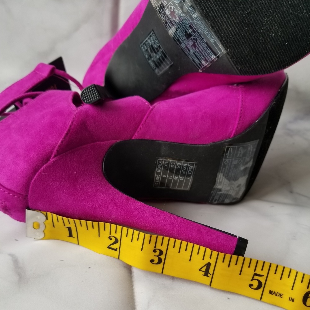Forever 21 Strappy Fuchsia Lace-Up Heels Sz 7 - Picture 6 of 6